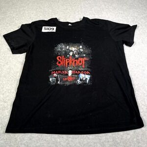 Gildan Slip Knot Marilyn Manson T Shirt Mens Large Black Cotton Graphic Print
